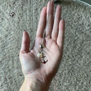 Sterling Silver Anchor Necklace w/ pearl